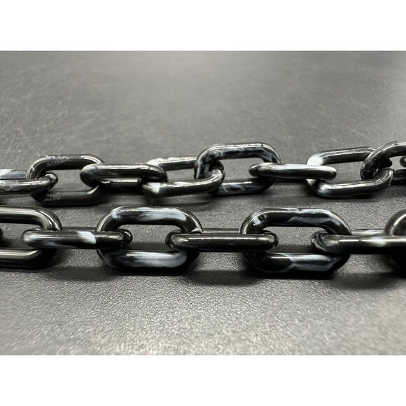 Acrylic Cable Link Chain Fuchsia Pink Bear Pendant Necklace   18” Long Black - Picture 6 of 9